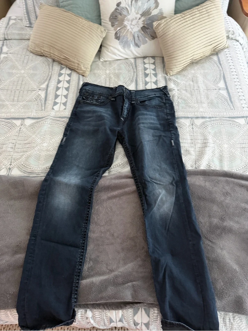 True Religion Men's Dark Blue Slim Straight Jeans